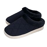 QPPQ Bequem Plüsch Slippers,rutschfeste Hausschuhe für Herbst und Winter, Baumwollpantoffeln für Herren und Damen-Tibetanisches blau_43-44,Leichte Baumwollp