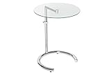 DuNord Design Beistelltisch Glastisch Chrom/Glas höhenverstellbar Art Deco Design Tisch S