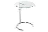 DuNord Design Beistelltisch Glastisch Chrom/Glas höhenverstellbar Art Deco Design Tisch S