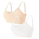 Damen Stütz-BH, rückenfrei, ohne Bügel, einfarbig, für Jogging, Yoga, Fitness, Top ohne Ring aus Caracostahl, komfortabel und atmungsaktiv, Sport-BH Gr. Large, Weiß + Beig