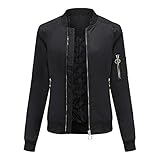 MGSFGlk Damen Kunstlederjacke Große Größen Lederblusen Kurze Lederjacke Rosa Echtleder: Glattleder Bomberjacke Vintage Rock Jacke Motorradjacke Revers Mit Reißverschluss Übergangjack