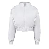 DYJXIGO Ultraleichte Damen-Daunenjacke, lange Ärmel, warm, kurzer Mantel White-S