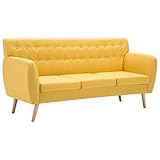 vidaXL Sofa 3-Sitzer Stoffbezug Gelb Polstersofa Loungesofa Sitzmöbel C