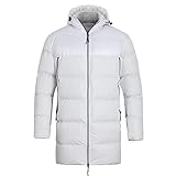 Lang Daunenjacke Herren Leichte Packbar Kapuze Winterjacke Winter Warme Puffer Down Hooded Jacke Mode Lässig Wasserdicht Winddichter Übergangsjacke Steppjacke mit Kapuze(Weiß,XL)