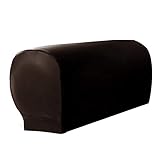 Dehnbare Armlehnenbezüge, PU-Leder Armlehnenkappen für Sessel, Sofa, Stuhl, Couch, dehnbar, bequem, elastisch, wasserdicht, Möbelschutz (braun)