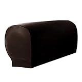 Dehnbare Armlehnenbezüge, PU-Leder Armlehnenkappen für Sessel, Sofa, Stuhl, Couch, dehnbar, bequem, elastisch, wasserdicht, Möbelschutz (braun)