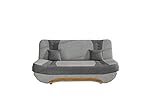 Sofa mit Schlaffunktion und Bettkasten, Couch für Wohnzimmer, Schlafsofa Federkern Sofagarnitur Polstersofa Wohnlandschaft mit Bettfunktion - Feba (Hellgrau + Dunkelgrau (Sawana 21 + Sawana 05))