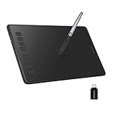 HUION Inspiroy H950P Grafiktablett, Zeichentablett mit 8 Benutzerdefinierten Drucktasten, 8192 Drucksensitivität Batterielosem Stift mit Neigefunktion, Pen Tablet Kompatibel mit PC und Android-G