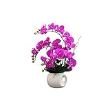 SYQOIU Künstliche gefälschte Blumen Phalaenopsis Künstliche Blume, Handgefühl-PU-Material Blumen-Blumen-Anordnung, gefälschte Blumen-Topf-Dekoration im Wohnzimmer Blumensträuße Dek