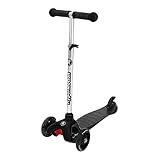 HyperMotion, Dreirad Balance Scooter für Kinder 3-5 Jahre, Roller mit LED-Rädern für Jugendliche, Tretroller Dreiräder mit höhenverstellbarem Lenker für Mädchen und Jungen, Schw