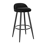 WOLTU BH296sz-1 1 X Barhocker Barstuhl Hocker Bistrohocker Tresenhocker mit Fußstütze aus Samt Metall, Schw