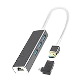Somerway Ethernet-Adapter 10/100 Mbit/s Micro-USB-zu-RJ45-LAN-Netzwerkkonverter Mit 3 USB-Hubs OTG-Adapter Für Streaming-TV-Stick G