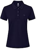 AjezMax Damen Golf Poloshirt Kurzarm Piqué Polohemd Atmungsaktiv Golf Polo Arbeitsshirt Blau 01 Größe S