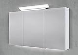 Intarbad ~ Spiegelschrank 130 cm LED Acryl Aufsatzleuchte mit Unterbauleuchte doppelseitig verspiegelt Trüffel IB1964