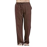 Herrenhose, vier Jahreszeiten, für Jugendliche, Fitness, Laufen, einfarbig, europäischer und amerikanischer Stil, lockere Übergröße, Freizeithose mit Taschen und Kordelzug, braun, XXXXXL