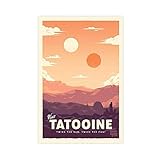 Tatooine Star Wars Minimalistisches Anime-Vintage-Kunst-Leinwand-Poster, Schlafzimmer-Dekoration, Sport-Landschaft, Büro, Raum-Dekoration, Geschenk, 30 x 45