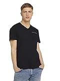 TOM TAILOR Denim Herren 1025895 Meliertes T-Shirt mit aufgesetzter Brusttasche, 29999-Black, S