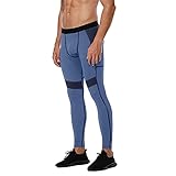 KIMODO Leggings Herren Lange Sportleggings Atmungsaktive Enganliegende Laufhose komfortable Männer Leichte Jogginghose Trainingshose Kompressionshose Schnelltrocknende Sporthose (A-Blau, XL)