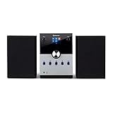 auna MC-30 DAB Micro-Stereoanlage - 2,4“ Farb-Display, 2-Wege-Lautsprecher Set, CD-Player, 20 Watt max. DAB+-Tuner, UKW-PLL, Bluetooth, AUX, Fernbedienung, Schwarz, Silb