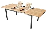 AS-S Edelstahl Teak Ausziehtisch 160/220x90 cm Gartentisch Holztisch Esstisch Tisch Massive Ausführung A-Grade Teakholz Kuba Modell: Kub