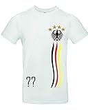 myfashionist Kinder T-Shirt Fußball Trikot WM/EM Deutschland Trikot in Verschiedene Grössen für Jungen und Mädchen mit Wunschname UND Wunschnummer WEIß (Weiß 122/128 Weiß)