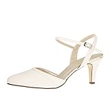 Rainbow Club Brautschuhe Marlie - Pumps Riemchen Weiß/Ivory Metallic - Gr 39 EU 6 U