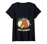 Damen Erklärbär Humorvoll Klugredner Lehramt Homeoffice T-Shirt mit V