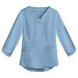 Graceyo Pflege Kasack Damen Einfarbig Kurzarm V-Ausschnitt Schlupfhemd Berufskleidung Schlupfkasack T-Shirt mit Taschen Atmungsaktiv Pflegeuniform Krankenpfleger Uniformen Nurse Kasack