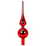 com-four® Christbaumspitze in rot glänzend, Weihnachtsbaumspitze aus echtem Glas für Weihnachten, Tannenbaumspitze für Ihren Christbaum, 28