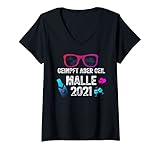 Damen Geimpft aber geil Malle 2021 Mallorca Urlaub lass krachen T-Shirt mit V
