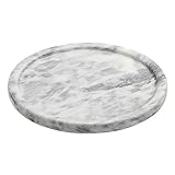 SUMTree Serviertablett aus Marmor,Servierplatte,Tablett für Couchtisch,Wohnzimmer,Schreibtisch,Küche,Badezimmer(20cm, Rund,Grau)