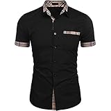 Shirt Herren Modern Klassisch Gestreift Druck Spleißen Slim Fit Herren Trachtenhemd Sommer Strickjacke Tasche Herren Kurzarm Business Casual Herren H