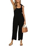 WangsCanis Damen-Jumpsuit, einfarbig, für den Sommer, lässig, für den Strand, schicker Jumpsuit für Damen, Schwarz , Larg