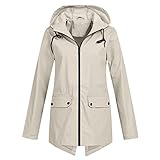 Mymyguoe Funktionsjacke Leichte Atmungsaktiv Regenparka mit Kapuze Regenmantel Damen Wasserdicht Lang Regenjacke Große Größen Sport Kapuzenpullover Übergangs Jacken Langarm Mantel für F