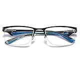 LANOMI Lesebrille Blaulichtfilter Brille Sehhilfe Quadratische Computerbrille Halbrahmen Metall Anti-Blaues Licht Lesehilfe Für Damen und Herren (Blau, 1.5)
