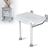 PEALOV Duschsitz Wandmontage,Faltbarer Sitz Mit Herunterklappbaren Beinen,Aluminiumlegierung Badehocker Zum Baden,Anti-Rutsch Duschstuhl FüR äLtere Menschen,Behinderte,Platzsparender B