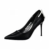 RHJK Damen Pumps Damen Spitz High Heels Sexy Slip On Stiletto Pumps Party Prom Hochzeit High Heels Pumps 9CM Black-37 EU