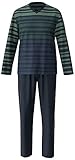 Ammann Schlafanzug Pyjama Langarm 30530 909 Marine/grün gestreift, Herren-Größe:102