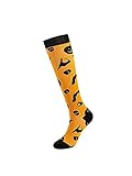 Halloween-Sportsocken für Damen und Herren, lustige Schädel-/Eulenmuster, Kompressionsstrümpfe für den Außenbereich, Radsport, Gelb_s-m, O