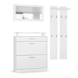 Vladon Garderobenset Garderobe Loret Mini, Korpus in Weiß matt/Front in Weiß