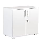 MMT Furniture Designs Ltd / Weißer Büroschrank / Schrank Bücherregal Mit Schloss, Höhe 73 cm, 2 Türen, Weiß