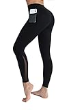 PIZOFF Damen Sport Legging Hose mit Taschen Blickdicht Gym Sporthose Laufen Fitness Yogahose,M,Schw