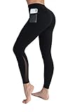 PIZOFF Damen Sport Legging Hose mit Taschen Blickdicht Gym Sporthose Laufen Fitness Yogahose,M,Schw