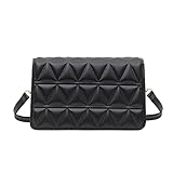 SoeHong Schultertaschen, Vintage Lingge Pure Color Leder Schultertasche Frauen Casual Crossbody Taschen, Schwarz ,