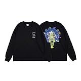 Travis Scott Hiphop Rapper Crewneck Long Sleeve T-Shirt, Schwarz, M