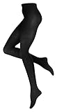 Yenita Warme Damen Baumwoll Strumpfhose, Strickstrumpfhose Uni Farben, schwarz, 36-38