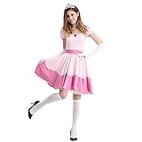 thematys® - Super Mario Kostüm- Prinzessin Peach Kostüm Kleid - Kostüm-Set für Damen - Prinzessin Kostüm Damen Peach Kostüm - Perfekt für Fasching, Karneval & Cosplay (Large) 165cm - 170