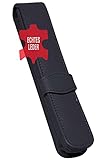 ONLINE Lederetui Schwarz für einen Stift, Kugelschreiber-Etui, für Schreibgeräte aller Marken, Echtleder, verschiedene Farben, Geschenkidee Füller Leder-Etui, Maße: (LxBxH) 14,5 x 2,5 x 2,5