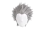 Vergil Cosplay Wig Short Silver Grey Slicked-back Hair Heat Resistant Synthetic Hair Wig + Wig Cap
