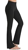 FITTIN Damen Flare Yoga Hosen - Bootcut Hose mit Taschen f¨¹r Yoga Jogger Schwarz M